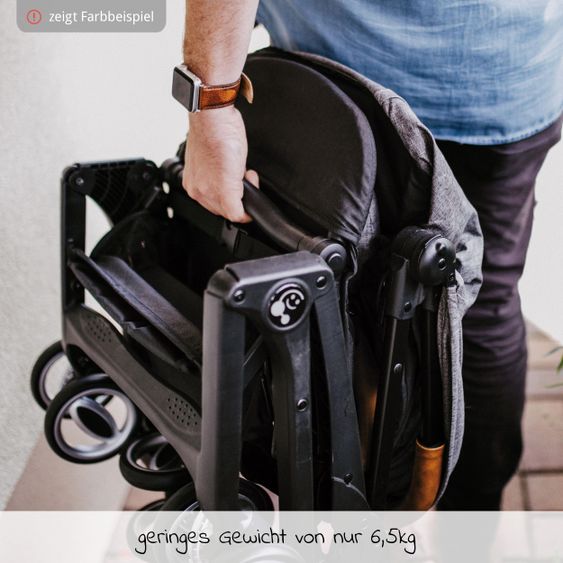 Gesslein Buggy & Reisebuggy Smiloo Cuby mit Liegeposition, klein faltbar nur 6,5kg - Black-Cognac-Camel Meliert