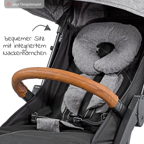 Gesslein Buggy & Reisebuggy Smiloo Cuby mit Liegeposition, klein faltbar nur 6,5kg - Black-Cognac-Camel Meliert