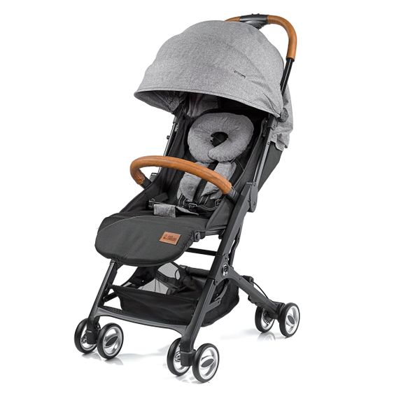 Gesslein Buggy & Reisebuggy Smiloo Cuby mit Liegeposition, klein faltbar nur 6,5kg - Black-Cognac-Grau Meliert