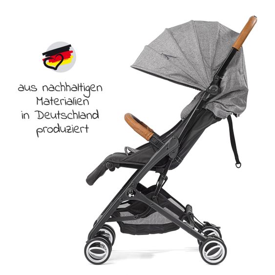 Gesslein Buggy & Reisebuggy Smiloo Cuby mit Liegeposition, klein faltbar nur 6,5kg - Black-Cognac-Grau Meliert