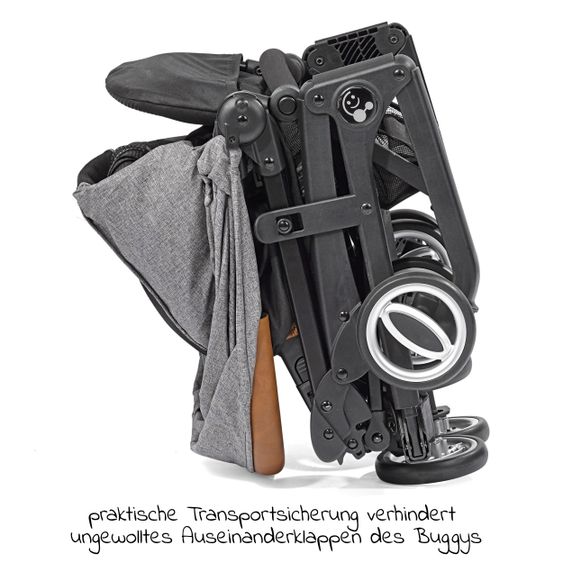 Gesslein Buggy & Reisebuggy Smiloo Cuby mit Liegeposition, klein faltbar nur 6,5kg - Black-Cognac-Grau Meliert