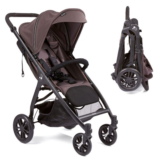 Gesslein Smiloo Happy passeggino e carrozzina con posizione reclinabile, maniglione regolabile in altezza, fino a 22 kg - Nero-Taupe Melange