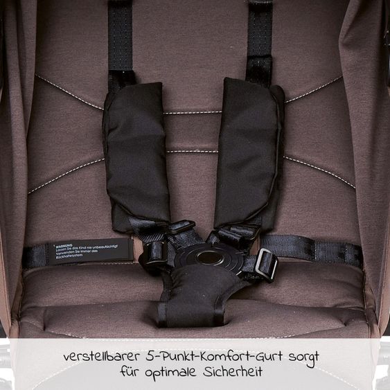 Gesslein Buggy & Sportwagen Smiloo Happy mit Liegeposition, höhenverstellbarer Schieber, bis 22 kg - Black-Taupe Melange