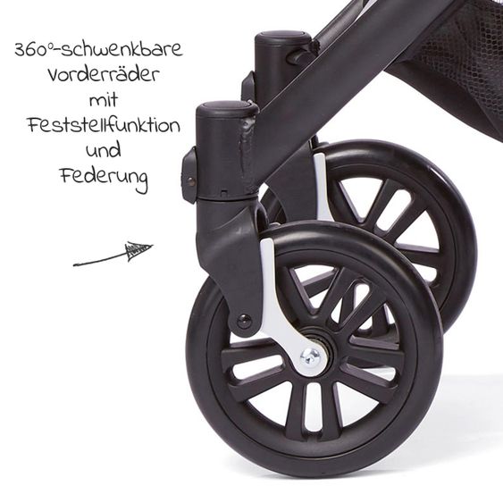 Gesslein Buggy & stroller Smiloo Happy with reclining position, height adjustable slide, up to 22 kg - Black-Taupe Melange