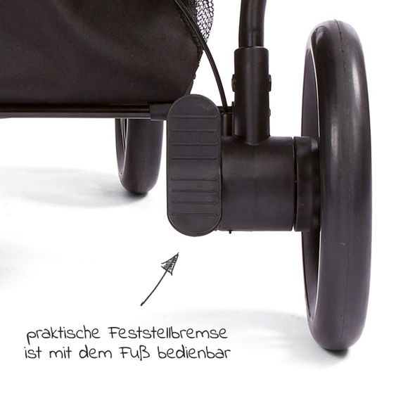 Gesslein Buggy & Sportwagen Smiloo Happy mit Liegeposition, höhenverstellbarer Schieber, bis 22 kg - Black-Taupe Melange