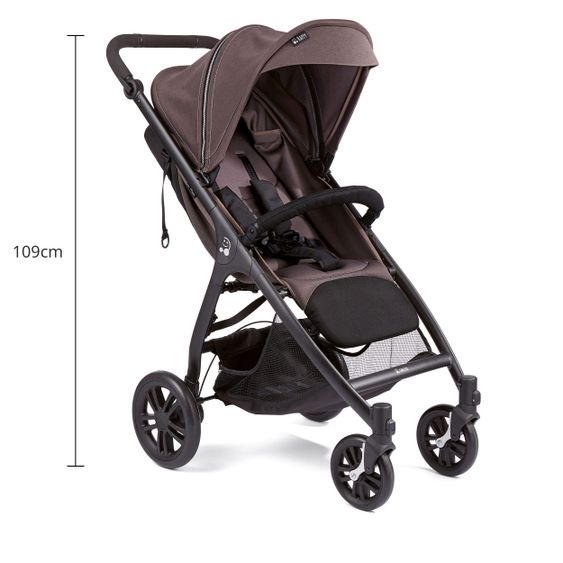 Gesslein Smiloo Happy passeggino e carrozzina con posizione reclinabile, maniglione regolabile in altezza, fino a 22 kg - Nero-Taupe Melange