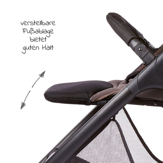 Gesslein Buggy & stroller Smiloo Happy with reclining position, height adjustable slide, up to 22 kg - Black-Taupe Melange