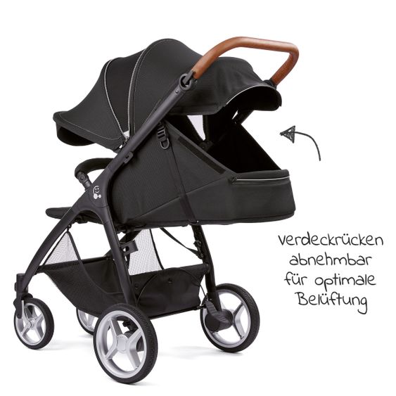 Gesslein Buggy & Sportwagen Smiloo Happy plus mit Liegeposition, höhenverstellbarer Schieber, bis 20 kg - Black-Cognac-Black