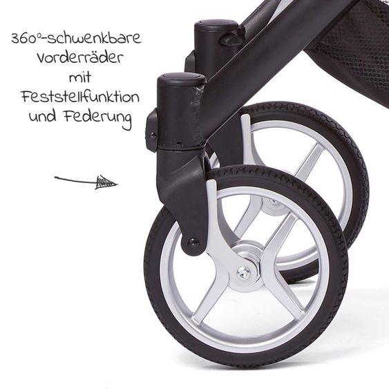 Gesslein Buggy & Sportwagen Smiloo Happy plus mit Liegeposition, höhenverstellbarer Schieber, bis 20 kg - Black-Cognac-Black