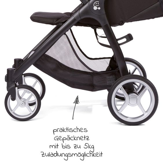 Gesslein Buggy & Sportwagen Smiloo Happy plus mit Liegeposition, höhenverstellbarer Schieber, bis 20 kg - Black-Cognac-Black