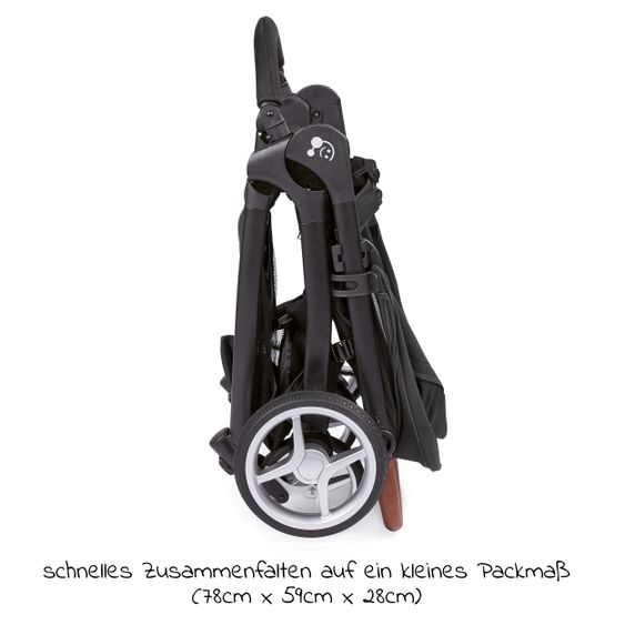 Gesslein Buggy & Sportwagen Smiloo Happy plus mit Liegeposition, höhenverstellbarer Schieber, bis 20 kg - Black-Cognac-Black