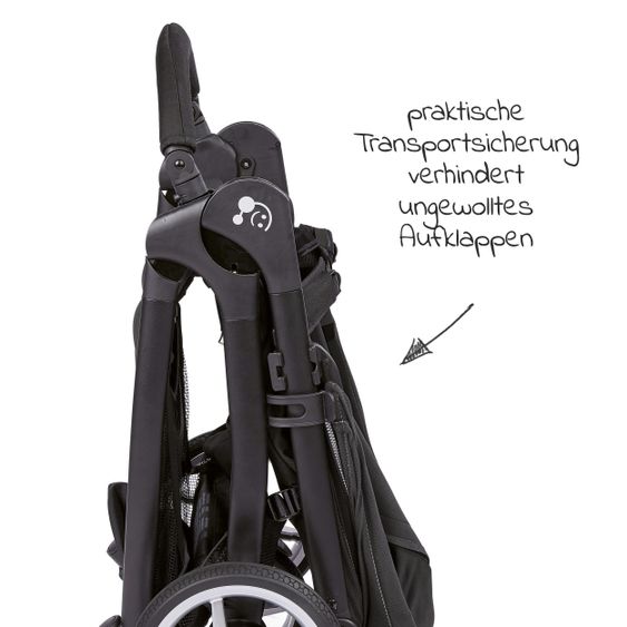 Gesslein Buggy & Sportwagen Smiloo Happy plus mit Liegeposition, höhenverstellbarer Schieber, bis 20 kg - Black-Cognac-Black