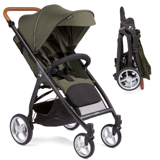 Gesslein Buggy & stroller Smiloo Happy plus with reclining position, height adjustable slide, up to 22 kg - Black-Cognac-Olive