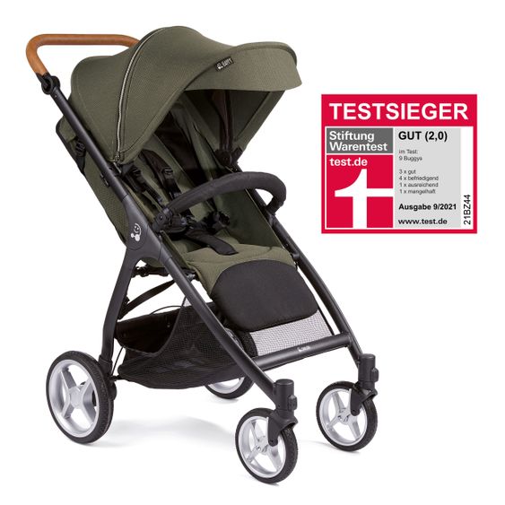 Gesslein Buggy & stroller Smiloo Happy plus with reclining position, height adjustable slide, up to 22 kg - Black-Cognac-Olive