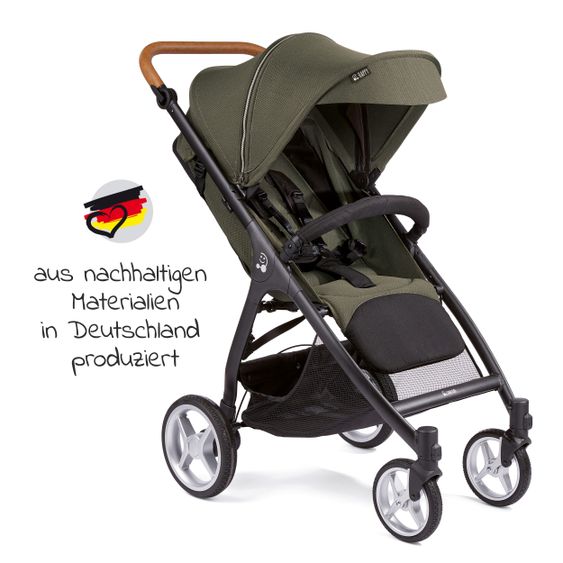 Gesslein Buggy & stroller Smiloo Happy plus with reclining position, height adjustable slide, up to 22 kg - Black-Cognac-Olive
