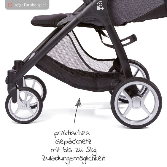 Gesslein Buggy & stroller Smiloo Happy plus with reclining position, height adjustable slide, up to 22 kg - Black-Cognac-Olive