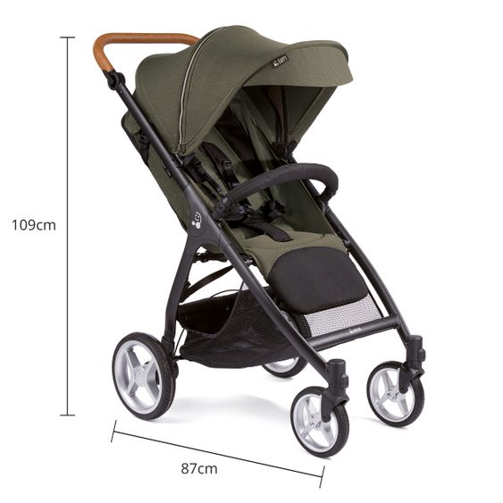 Gesslein Buggy & stroller Smiloo Happy plus with reclining position, height adjustable slide, up to 22 kg - Black-Cognac-Olive