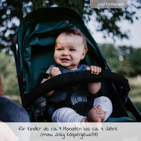 Gesslein Buggy & stroller Smiloo Happy plus with reclining position, height adjustable slide, up to 22 kg - Black-Cognac-Olive