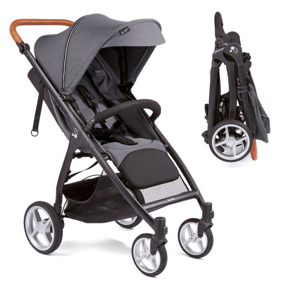 Gesslein Buggy & Sportwagen Smiloo Happy plus mit Liegeposition, höhenverstellbarer Schieber, bis 20 kg - Black-Cognac-Steel Grey