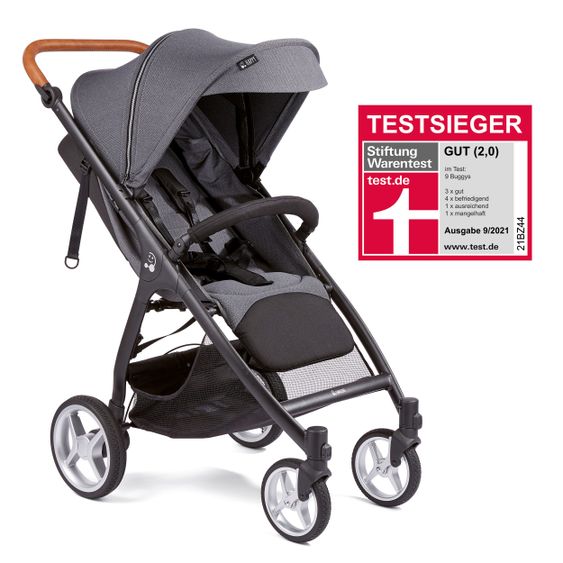 Gesslein Buggy & Sportwagen Smiloo Happy plus mit Liegeposition, höhenverstellbarer Schieber, bis 20 kg - Black-Cognac-Steel Grey