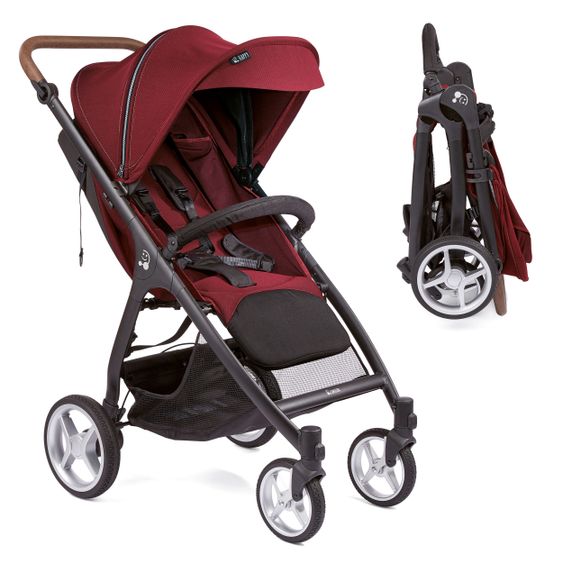 Gesslein Buggy & Sportwagen Smiloo Happy plus mit Liegeposition, höhenverstellbarer Schieber, bis 20 kg - Black-Tabak-Maroon