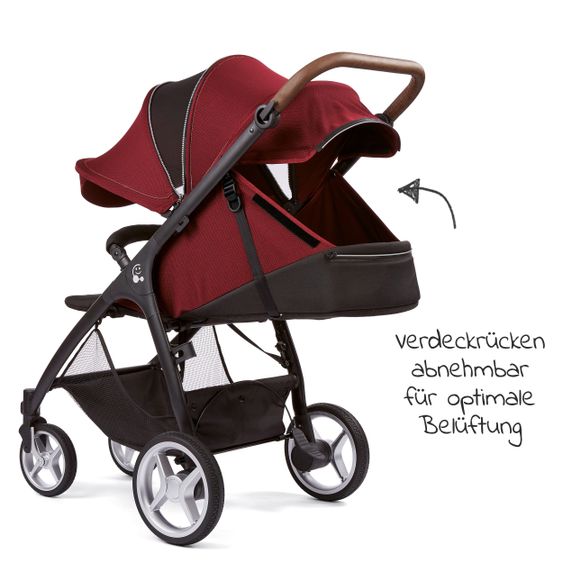 Gesslein Buggy & Sportwagen Smiloo Happy plus mit Liegeposition, höhenverstellbarer Schieber, bis 20 kg - Black-Tabak-Maroon