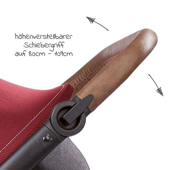 Gesslein Buggy & Sportwagen Smiloo Happy plus mit Liegeposition, höhenverstellbarer Schieber, bis 20 kg - Black-Tabak-Maroon