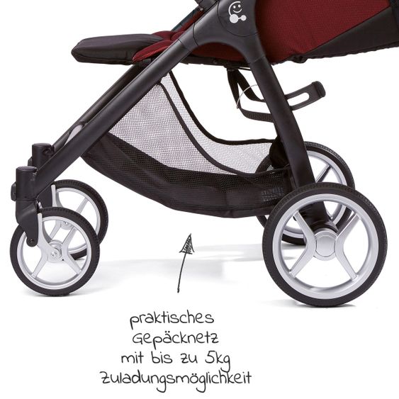 Gesslein Buggy & Sportwagen Smiloo Happy plus mit Liegeposition, höhenverstellbarer Schieber, bis 20 kg - Black-Tabak-Maroon