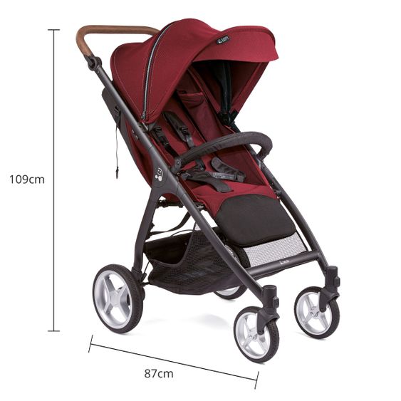 Gesslein Buggy & Sportwagen Smiloo Happy plus mit Liegeposition, höhenverstellbarer Schieber, bis 20 kg - Black-Tabak-Maroon