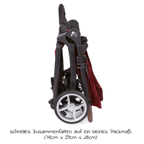 Gesslein Buggy & Sportwagen Smiloo Happy plus mit Liegeposition, höhenverstellbarer Schieber, bis 20 kg - Black-Tabak-Maroon