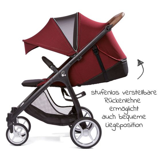 Gesslein Buggy & Sportwagen Smiloo Happy plus mit Liegeposition, höhenverstellbarer Schieber, bis 20 kg - Black-Tabak-Maroon