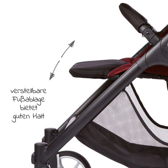 Gesslein Buggy & Sportwagen Smiloo Happy plus mit Liegeposition, höhenverstellbarer Schieber, bis 20 kg - Black-Tabak-Maroon