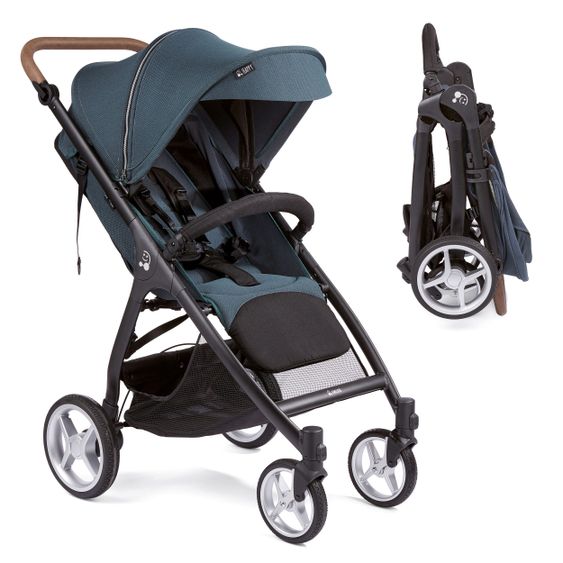 Gesslein Buggy & Sportwagen Smiloo Happy plus mit Liegeposition, höhenverstellbarer Schieber, bis 20 kg - Black-Tabak-Ocean Blue