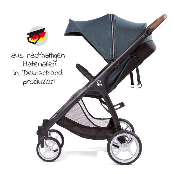 Gesslein Buggy & Sportwagen Smiloo Happy plus mit Liegeposition, höhenverstellbarer Schieber, bis 20 kg - Black-Tabak-Ocean Blue