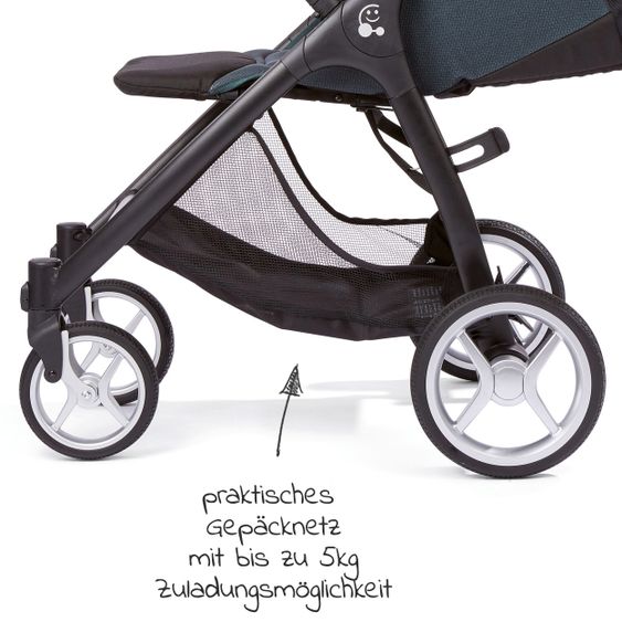 Gesslein Buggy & Sportwagen Smiloo Happy plus mit Liegeposition, höhenverstellbarer Schieber, bis 20 kg - Black-Tabak-Ocean Blue