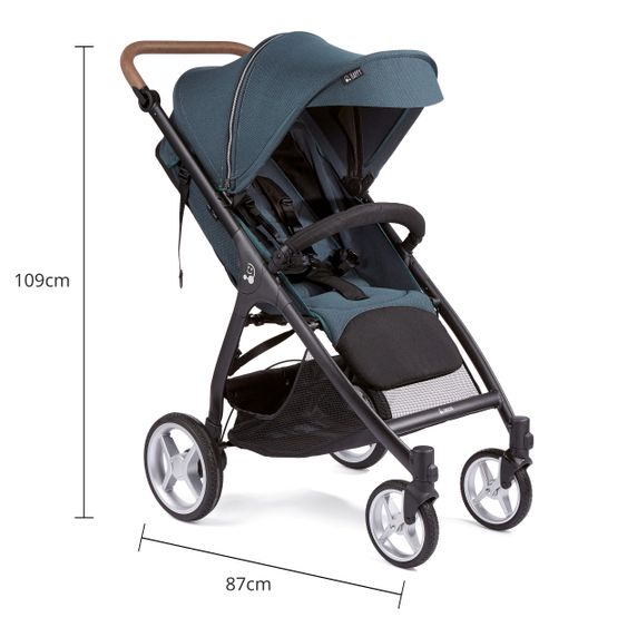 Gesslein Buggy & Sportwagen Smiloo Happy plus mit Liegeposition, höhenverstellbarer Schieber, bis 20 kg - Black-Tabak-Ocean Blue