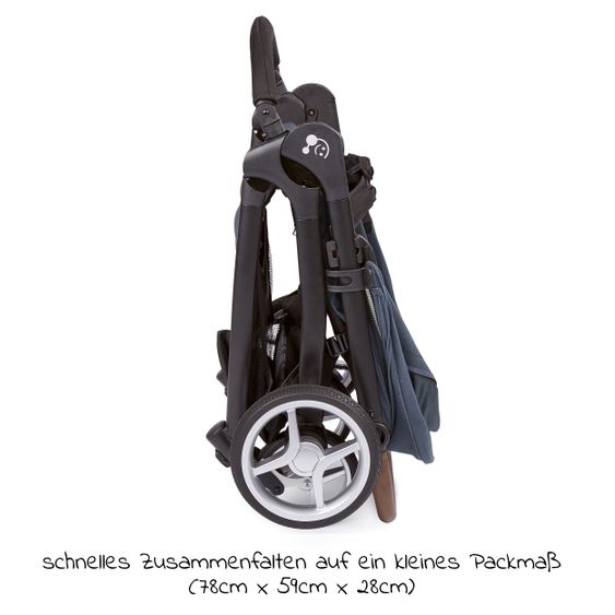 Gesslein Buggy & Sportwagen Smiloo Happy plus mit Liegeposition, höhenverstellbarer Schieber, bis 20 kg - Black-Tabak-Ocean Blue