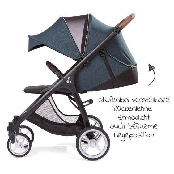 Gesslein Buggy & Sportwagen Smiloo Happy plus mit Liegeposition, höhenverstellbarer Schieber, bis 20 kg - Black-Tabak-Ocean Blue