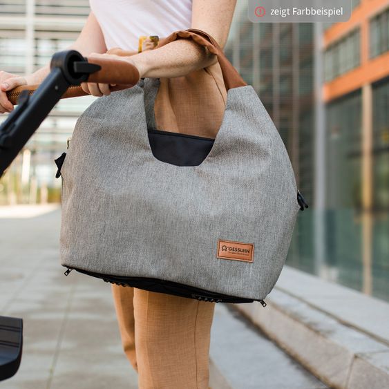 Gesslein Wickeltasche N°5 mit Wickelunterlage, Reißverschlusstasche, Täschchen & Isolierbehälter - Grau
