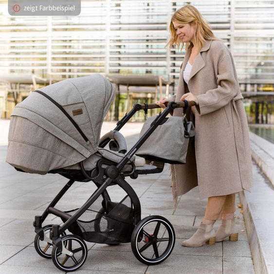 Gesslein Wickeltasche N°5 mit Wickelunterlage, Reißverschlusstasche, Täschchen & Isolierbehälter - Olive