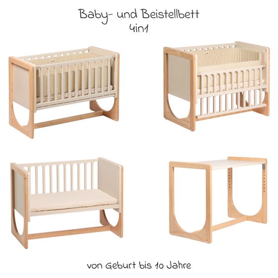 Geuther 4in1 Lettino da fianco Hato utilizzabile come letto, divanetto per bambini e scrivania - Beige