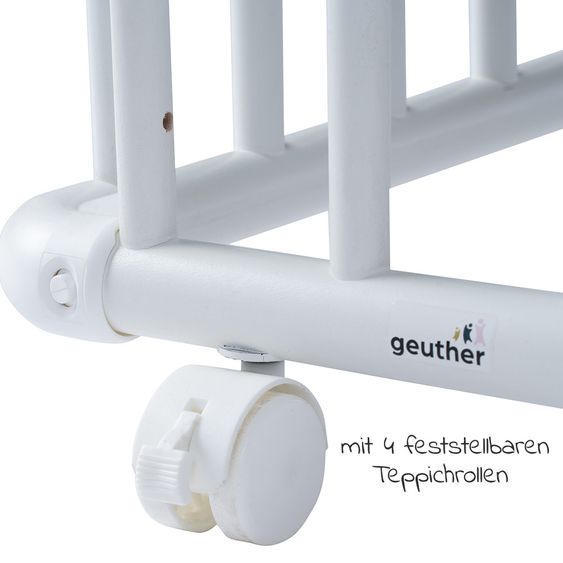 Geuther Laufgitter Belami Plus 3-fach höhenverstellbar mit 4 Rollen 76 x 97 cm - Lama - Weiß