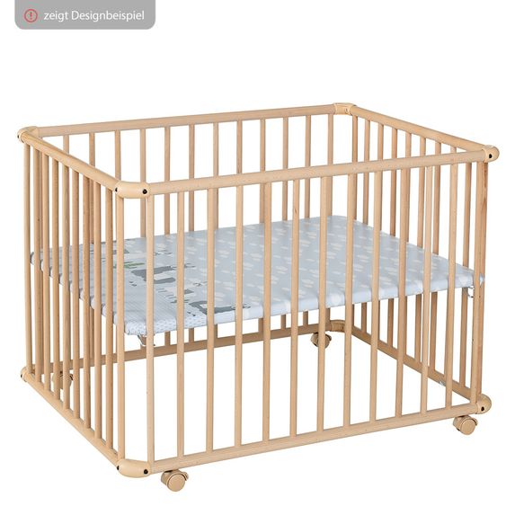 Geuther Laufgitter Belami Plus 3-fach höhenverstellbar mit 4 Rollen 76 x 97 cm - Sternchen - Natur