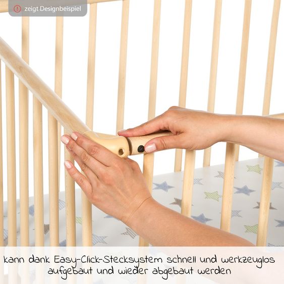 Geuther Laufgitter Belami Plus 3-fach höhenverstellbar mit 4 Rollen 97 x 97 cm - Lama - Natur