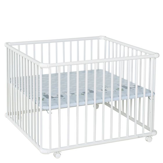 Geuther Laufgitter Belami Plus 3-fach höhenverstellbar mit 4 Rollen 97 x 97 cm - Lama - Weiß