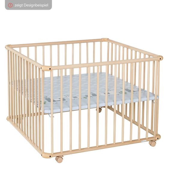 Geuther Laufgitter Belami Plus 3-fach höhenverstellbar mit 4 Rollen 97 x 97 cm - Sternchen - Natur