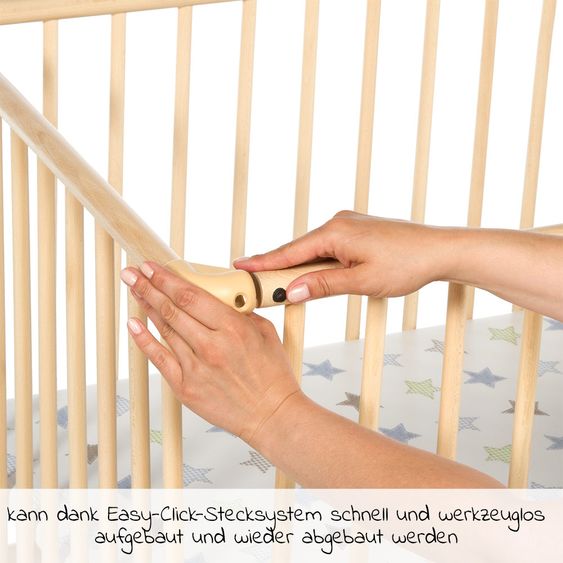 Geuther Laufgitter Belami Plus 3-fach höhenverstellbar mit 4 Rollen 97 x 97 cm - Sternchen - Natur