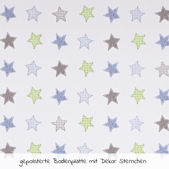 Geuther Laufgitter Belami Plus 3-fach höhenverstellbar mit 4 Rollen 97 x 97 cm - Sternchen - Weiß