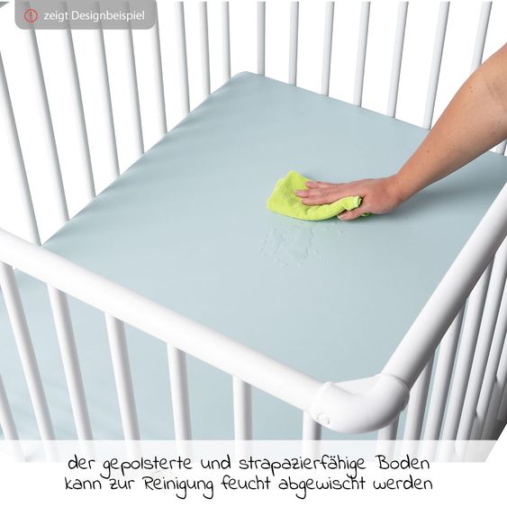 Geuther Laufgitter Belami Plus 3-fach höhenverstellbar mit 4 Rollen 97 x 97 cm - Sternchen - Weiß