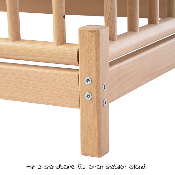 Geuther Laufgitter Euro Parc Plus zusammenklappbar, 3-fach höhenverstellbar mit 2 Rollen 97 x 97 cm - Punkte - Natur